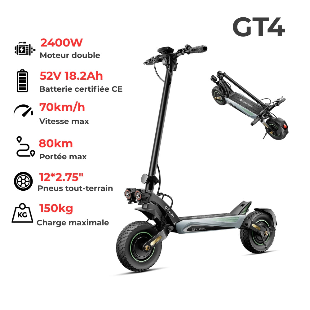 isinwheel® S-NOVA Pro Trottinette électrique tout-terrain 1000W