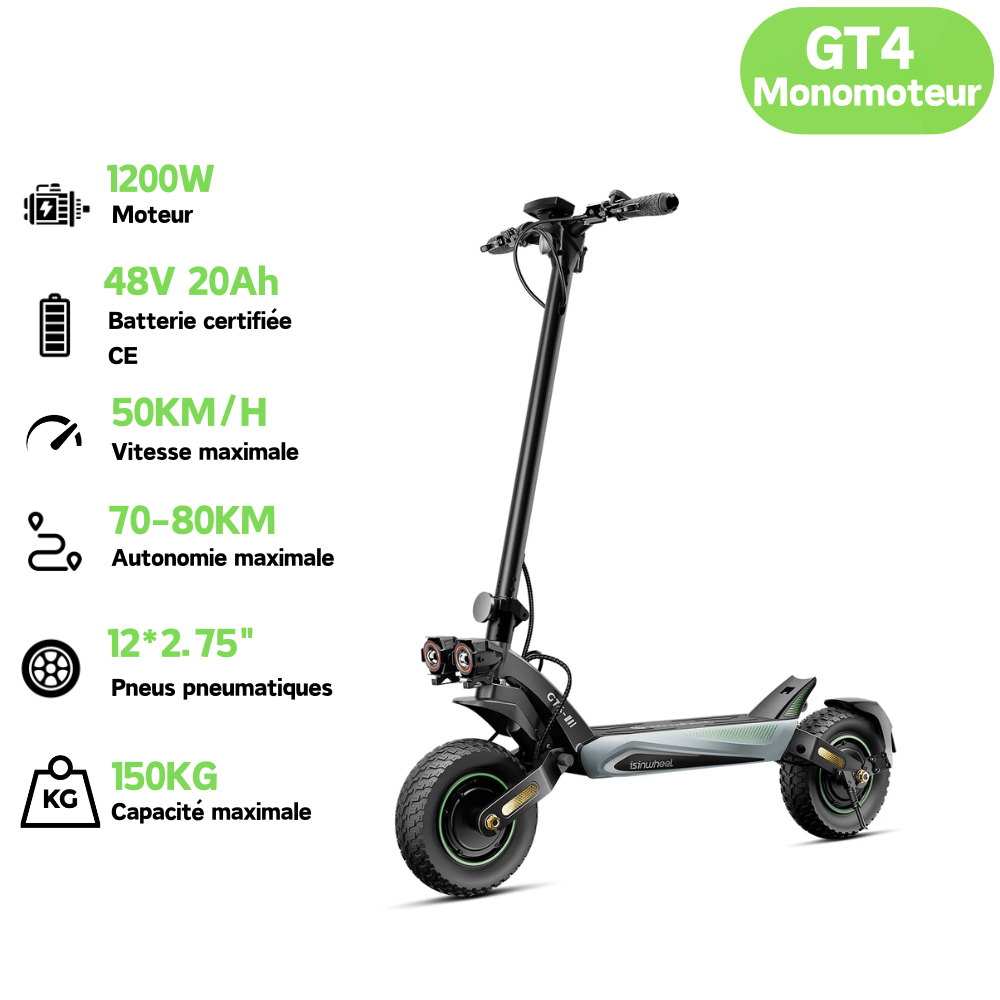 GT4 Trottinette électrique tout-terrain à double moteur 2400W