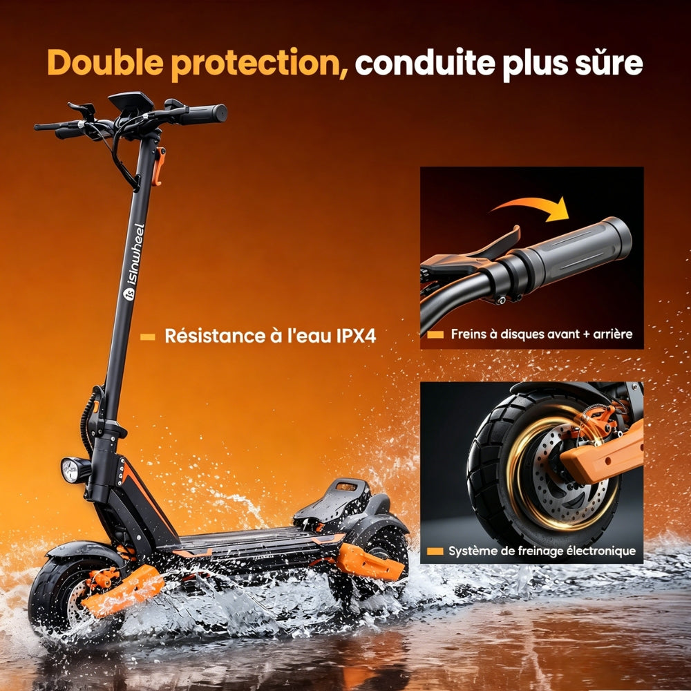 isinwheel GT1 DUAL Trottinette électrique tout-terrain à double moteur 1600W