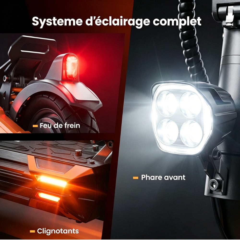 isinwheel GT1 DUAL Trottinette électrique tout-terrain à double moteur 1600W