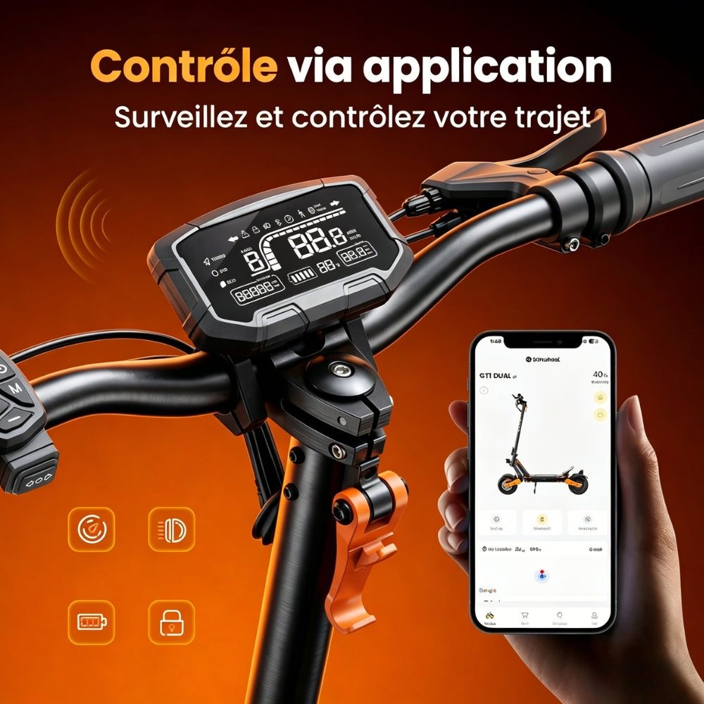isinwheel GT1 DUAL Trottinette électrique tout-terrain à double moteur 1600W