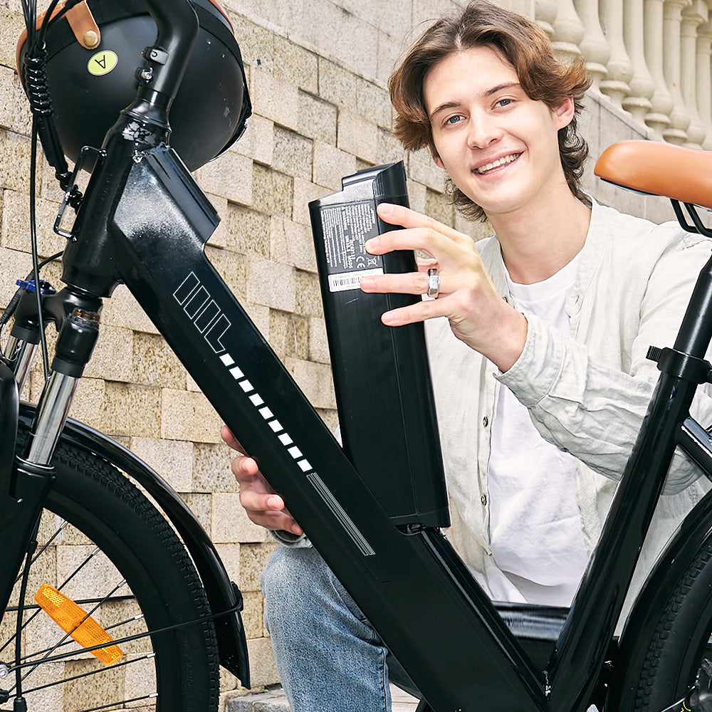 isinwheel UCityS Vélo électrique à cadre bas, batterie amovible, 88 km d’autonomie
