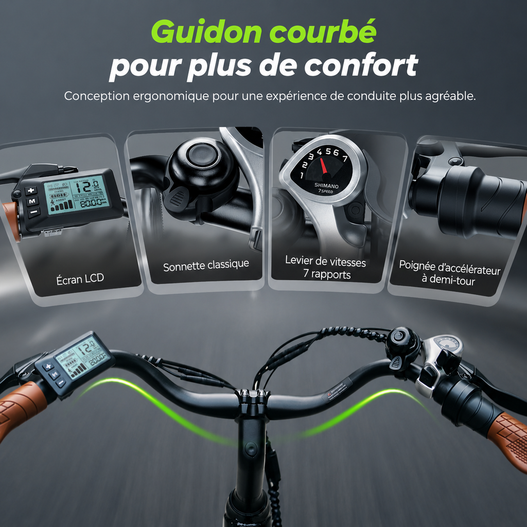isinwheel UCityS Vélo électrique à cadre bas, batterie amovible, 88 km d’autonomie