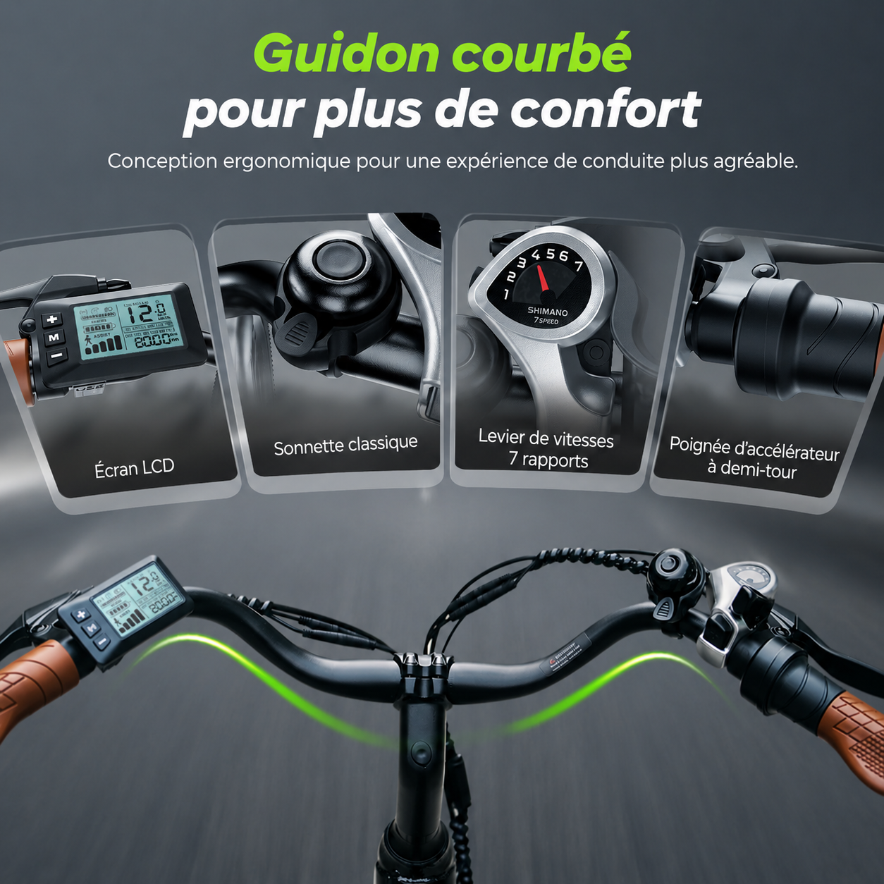 isinwheel UCityS Vélo électrique à cadre bas, batterie amovible, 88 km d’autonomie