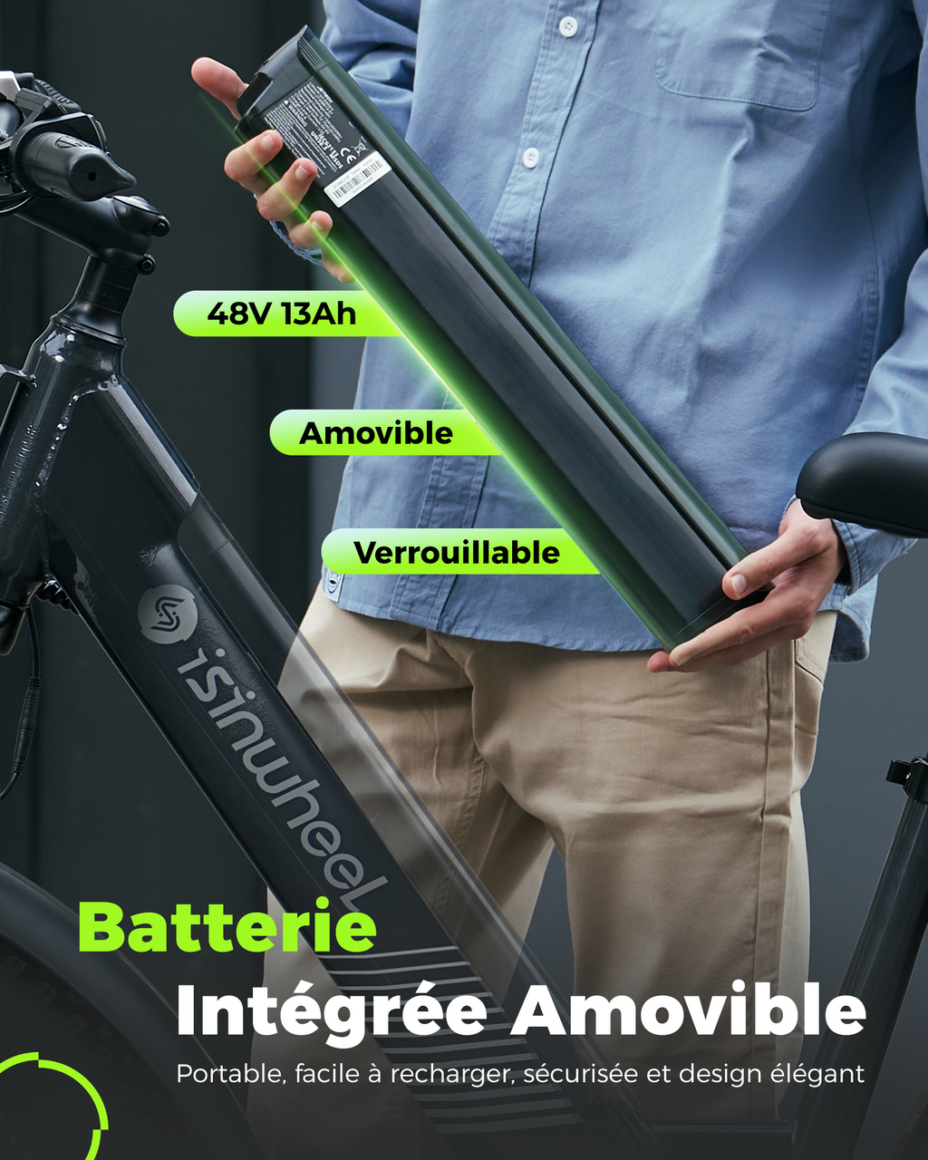 Fat Bike M60 Puissant : Pneus Tout-Terrain, 105km d'Autonomie & Batterie Amovible