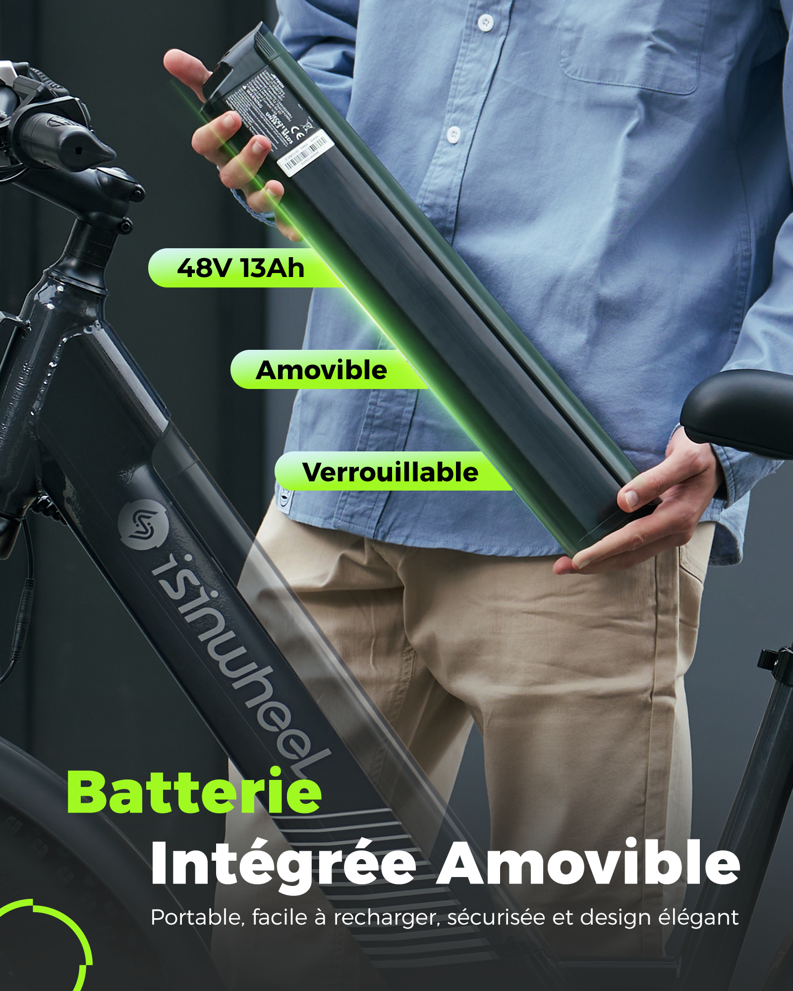 Fat Bike M60 Puissant : Pneus Tout-Terrain, 105km d'Autonomie & Batterie Amovible