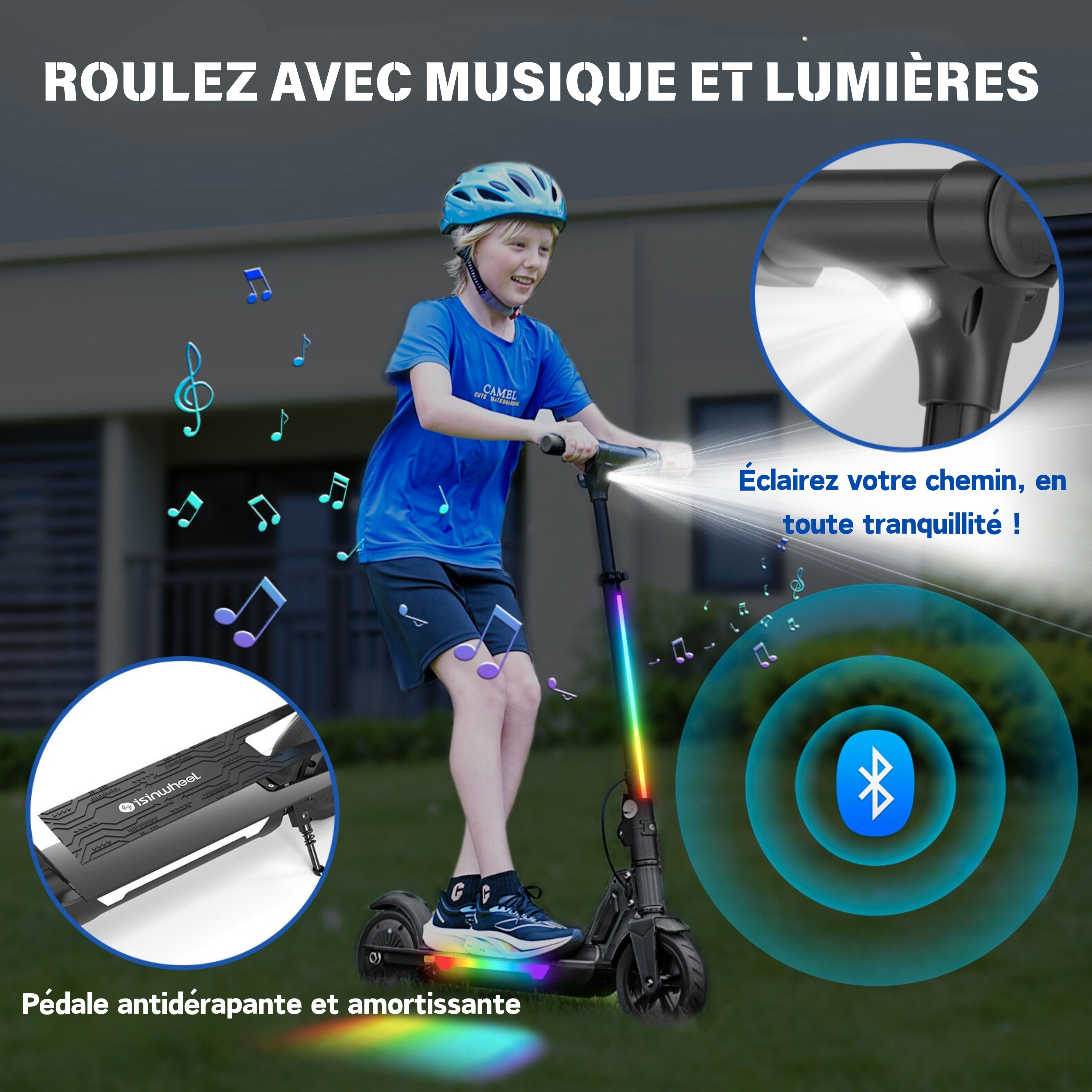 isinwheel S7/S4/iK1S Trottinette électrique réglable pour enfants