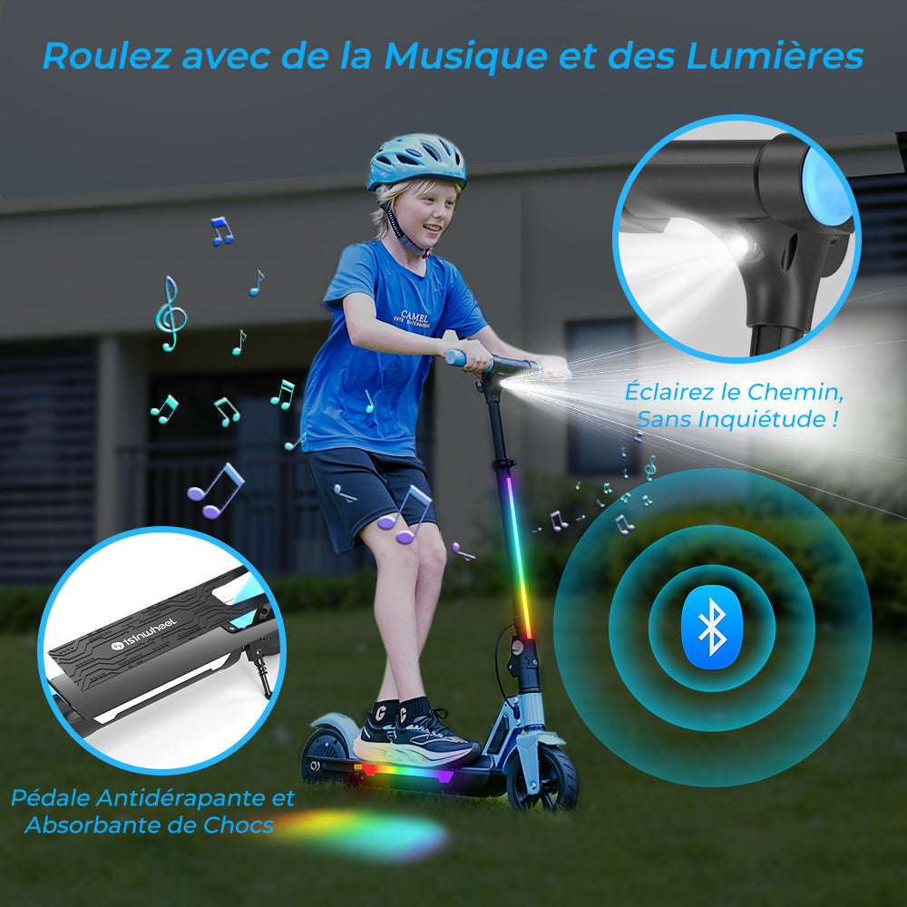 isinwheel® S7 Trotinette Électrique pour Enfants Réglable