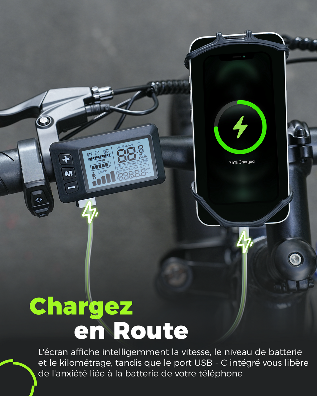 Fat Bike M60 Puissant : Pneus Tout-Terrain, 105km d'Autonomie & Batterie Amovible