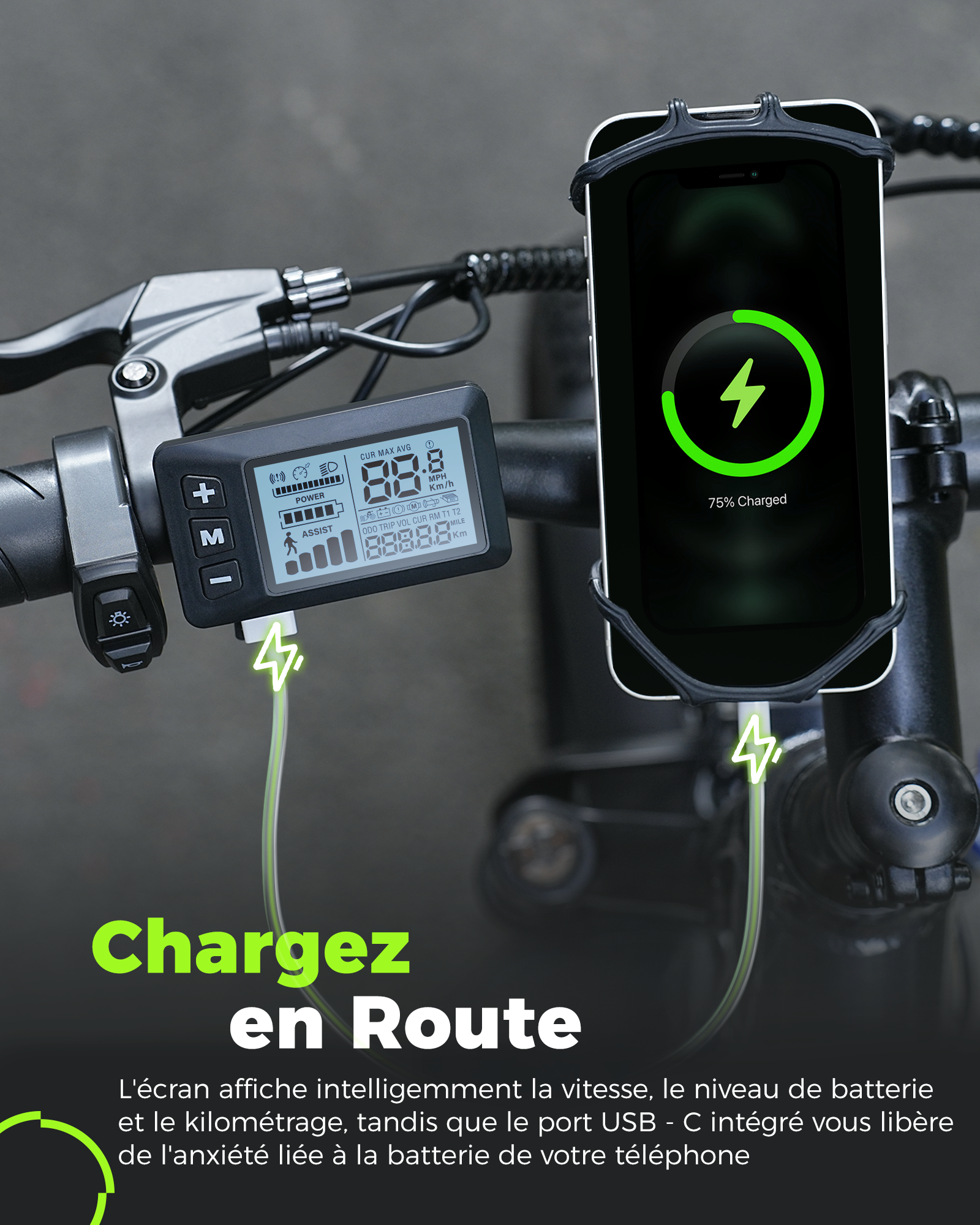Fat Bike M60 Puissant : Pneus Tout-Terrain, 105km d'Autonomie & Batterie Amovible