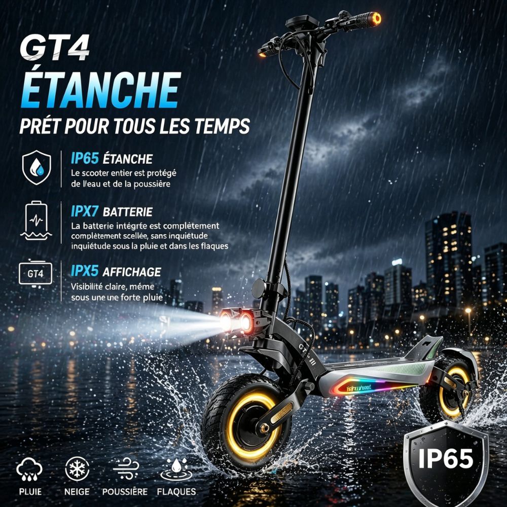 GT4 Trottinette électrique tout-terrain à double moteur 2400W