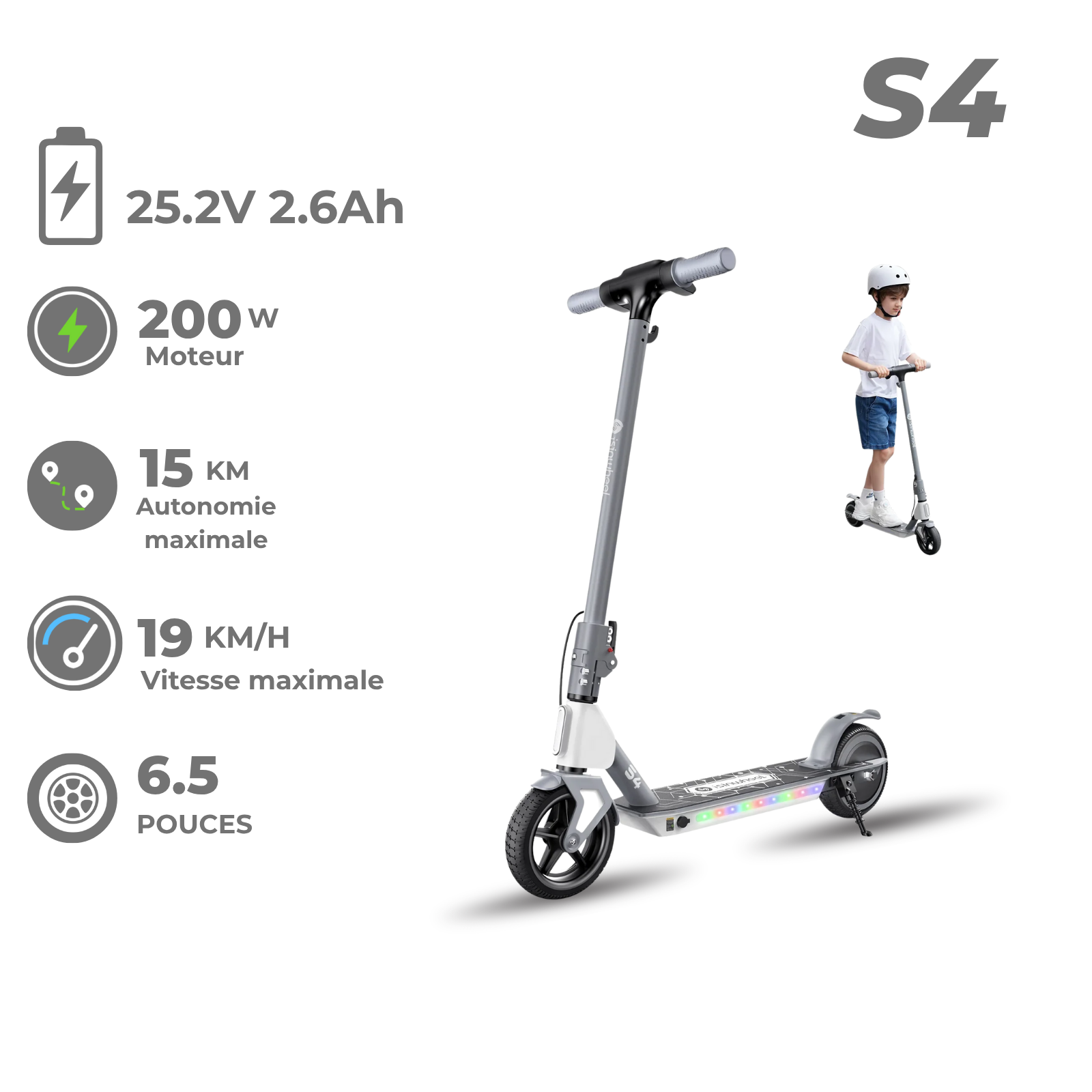 isinwheel S4/S7 /iK1S Trottinette électrique pour enfants
