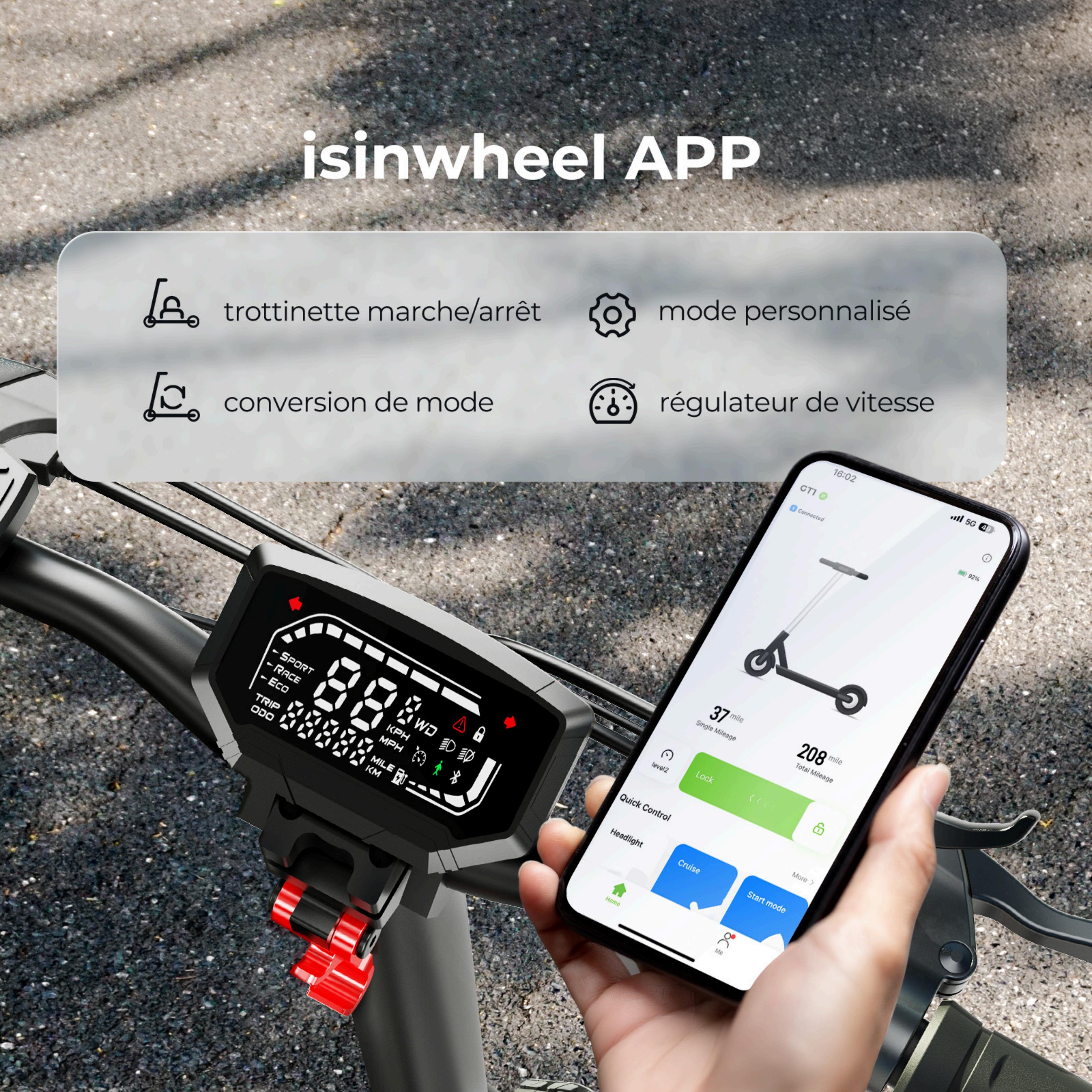 isinwheel GT1 Trottinette électrique tout terrain 800W
