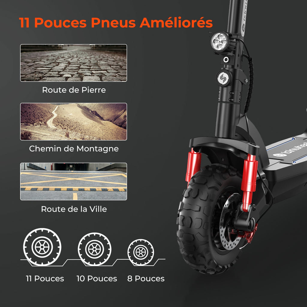 isinwheel® GT2/GT1 Trottinette électrique tout terrain 1200W pour adultes et adolescents