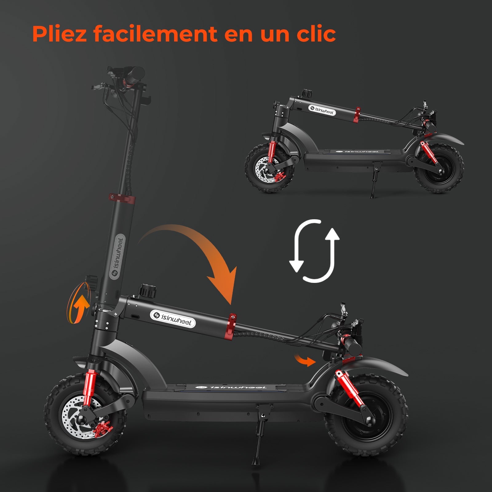 isinwheel® GT2/GT1 Trottinette électrique tout terrain 1200W pour adultes et adolescents