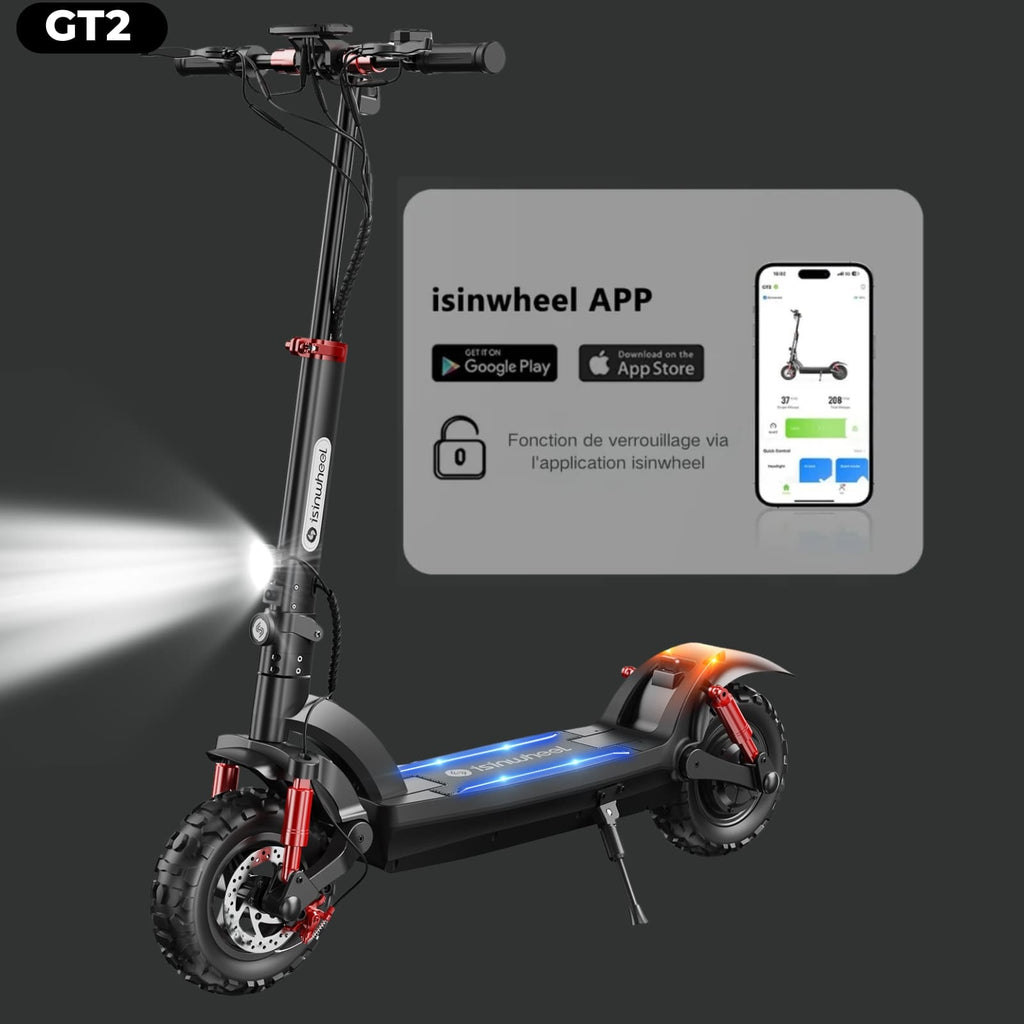 isinwheel® GT2/GT1 Trottinette électrique tout terrain 1200W pour adultes et adolescents