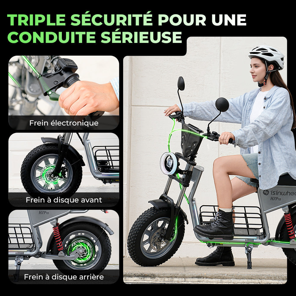 isinwheel H7Pro Trottinette électrique 1200W avec siège