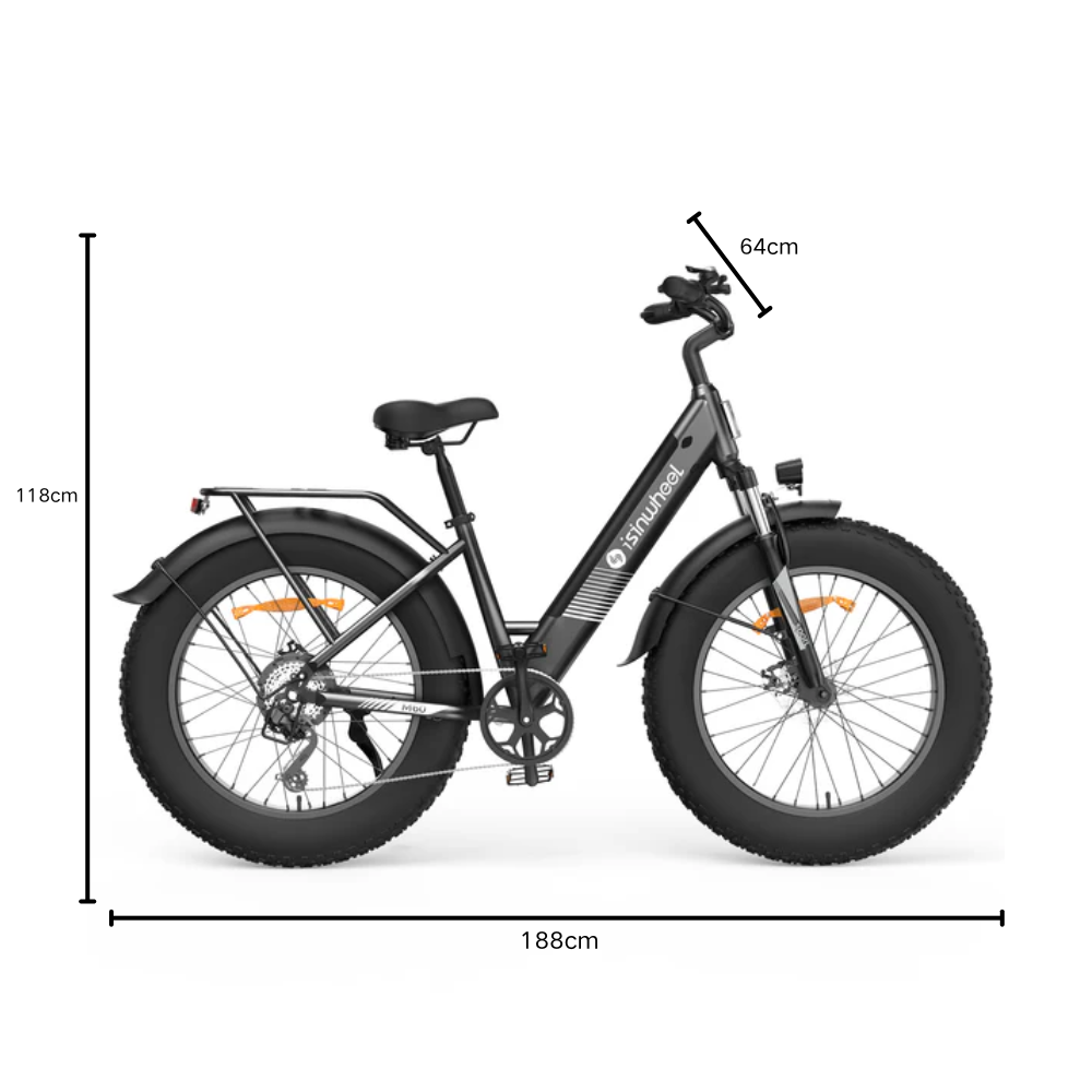Fat Bike M60 Puissant : Pneus Tout-Terrain, 105km d'Autonomie & Batterie Amovible