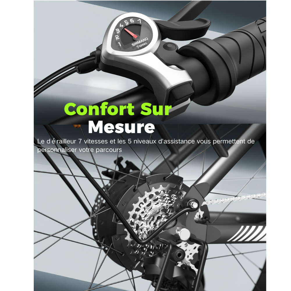 Fat Bike M60 Puissant : Pneus Tout-Terrain, 105km d'Autonomie & Batterie Amovible