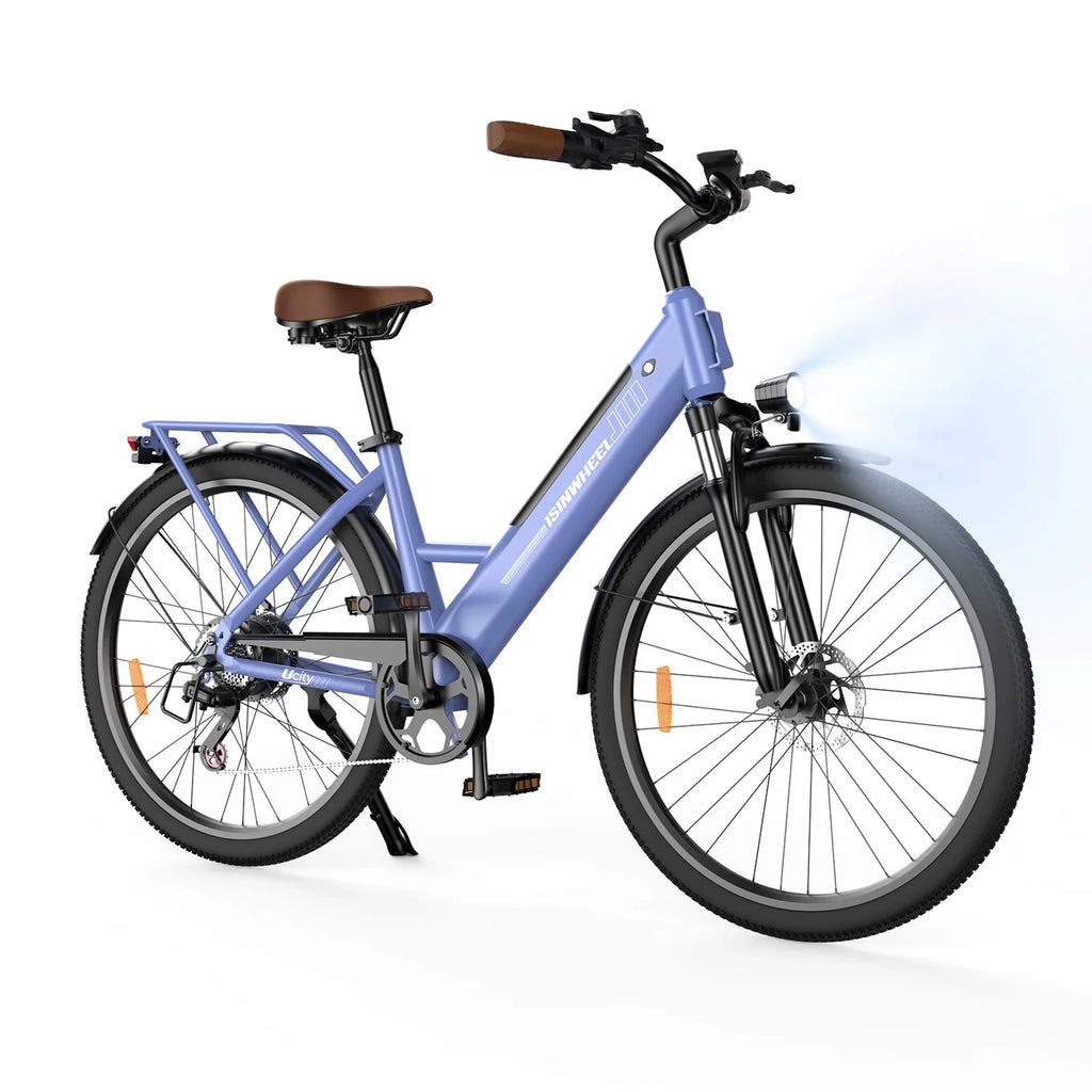 isinwheel UCityS Vélo électrique à cadre bas, batterie amovible, 88 km d’autonomie